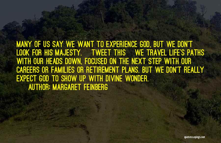 Margaret Feinberg Quotes: Many Of Us Say We Want To Experience God, But We Don't Look For His Majesty. [tweet This] We Travel