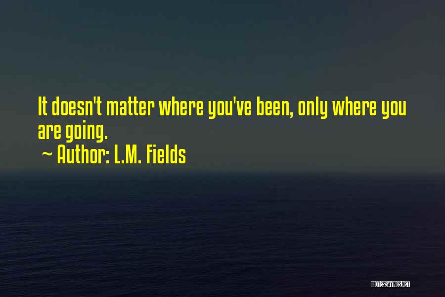 L.M. Fields Quotes: It Doesn't Matter Where You've Been, Only Where You Are Going.