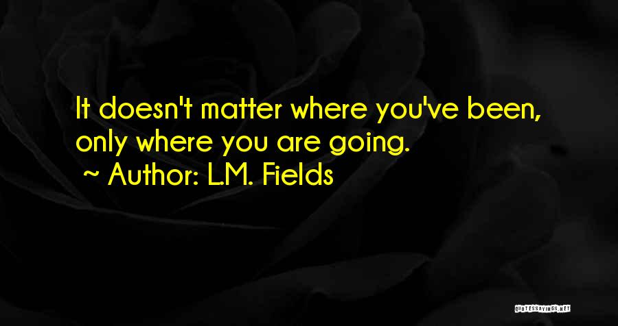 L.M. Fields Quotes: It Doesn't Matter Where You've Been, Only Where You Are Going.