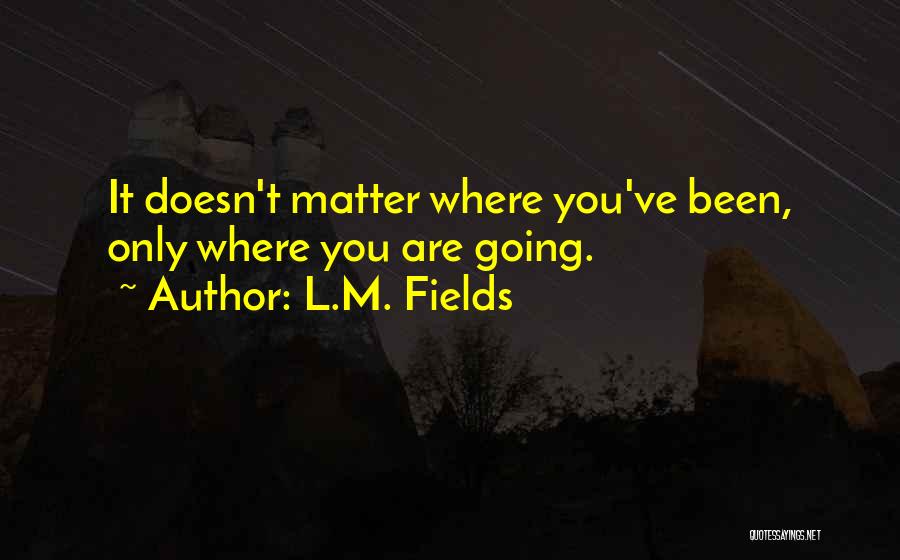 L.M. Fields Quotes: It Doesn't Matter Where You've Been, Only Where You Are Going.