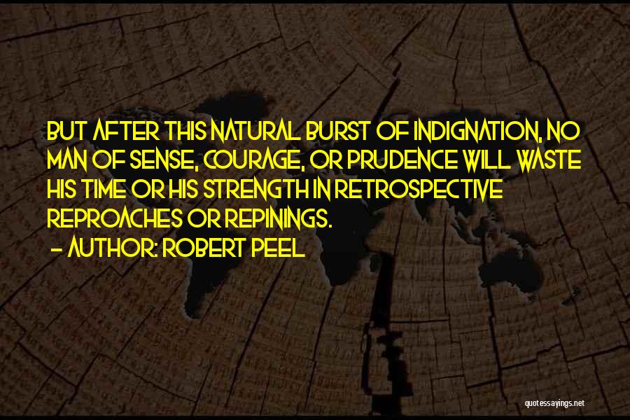 Robert Peel Quotes: But After This Natural Burst Of Indignation, No Man Of Sense, Courage, Or Prudence Will Waste His Time Or His