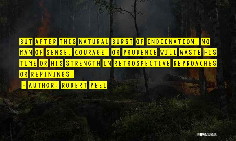 Robert Peel Quotes: But After This Natural Burst Of Indignation, No Man Of Sense, Courage, Or Prudence Will Waste His Time Or His