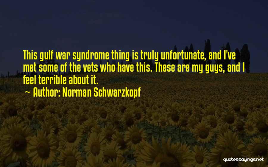 Norman Schwarzkopf Quotes: This Gulf War Syndrome Thing Is Truly Unfortunate, And I've Met Some Of The Vets Who Have This. These Are