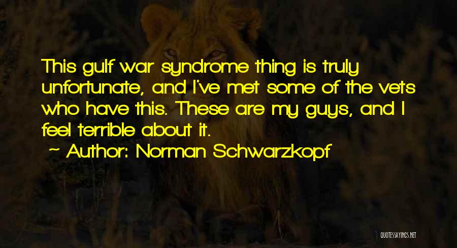 Norman Schwarzkopf Quotes: This Gulf War Syndrome Thing Is Truly Unfortunate, And I've Met Some Of The Vets Who Have This. These Are