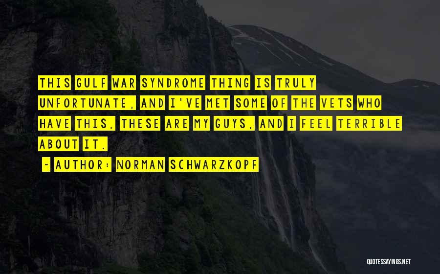 Norman Schwarzkopf Quotes: This Gulf War Syndrome Thing Is Truly Unfortunate, And I've Met Some Of The Vets Who Have This. These Are