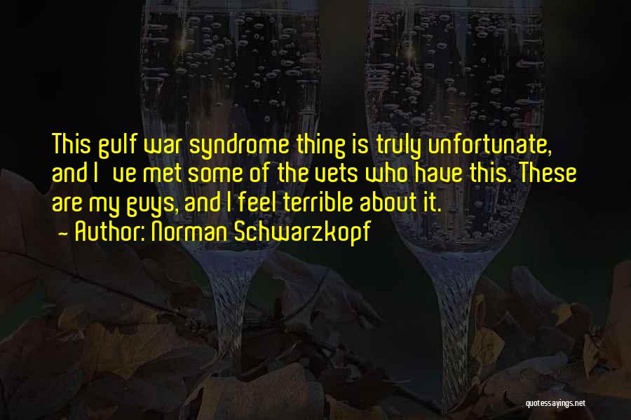 Norman Schwarzkopf Quotes: This Gulf War Syndrome Thing Is Truly Unfortunate, And I've Met Some Of The Vets Who Have This. These Are