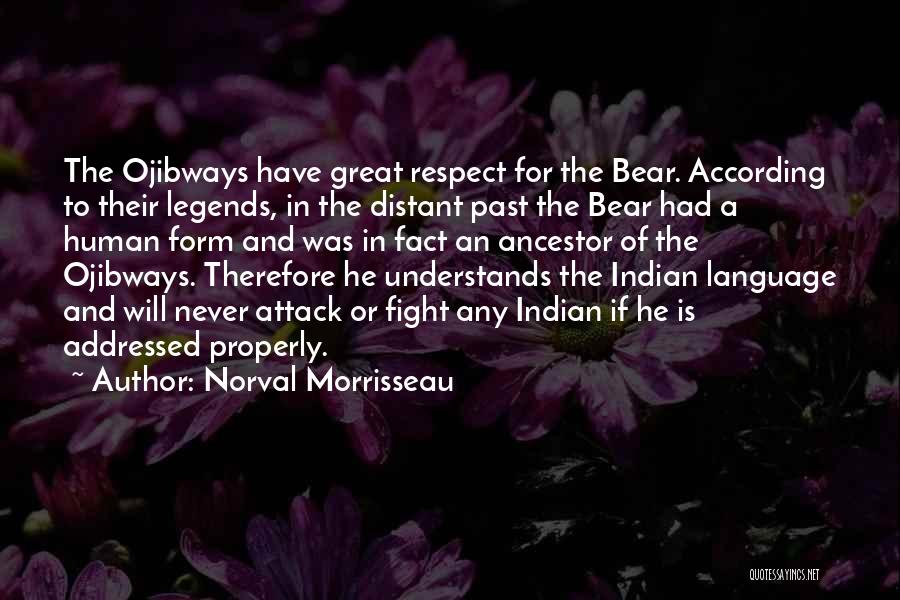 Norval Morrisseau Quotes: The Ojibways Have Great Respect For The Bear. According To Their Legends, In The Distant Past The Bear Had A