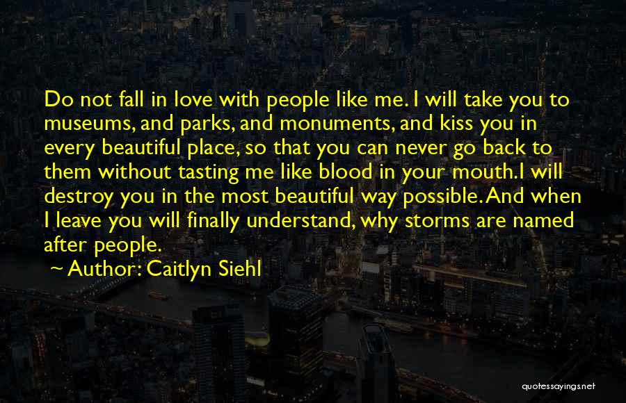 Caitlyn Siehl Quotes: Do Not Fall In Love With People Like Me. I Will Take You To Museums, And Parks, And Monuments, And