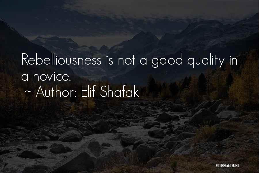 Elif Shafak Quotes: Rebelliousness Is Not A Good Quality In A Novice.