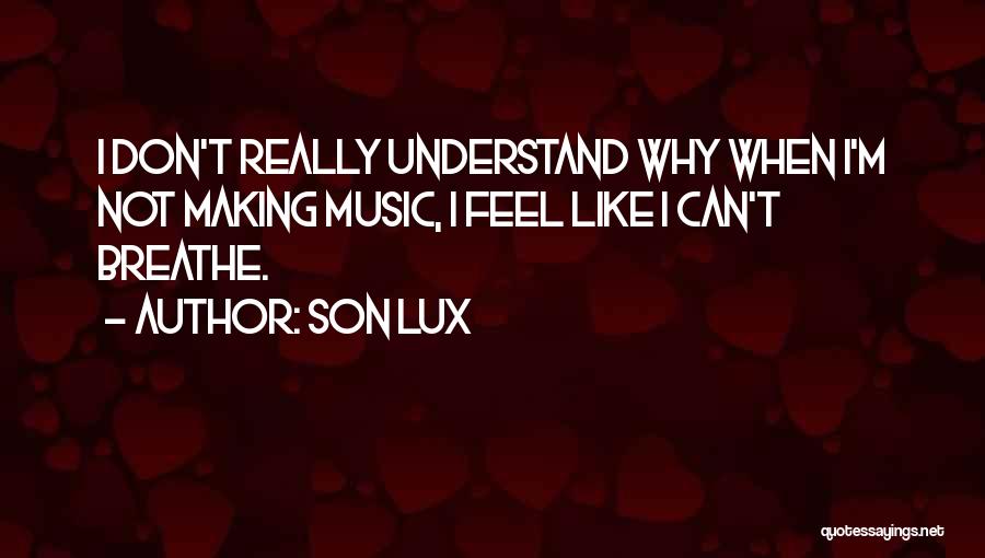 Son Lux Quotes: I Don't Really Understand Why When I'm Not Making Music, I Feel Like I Can't Breathe.