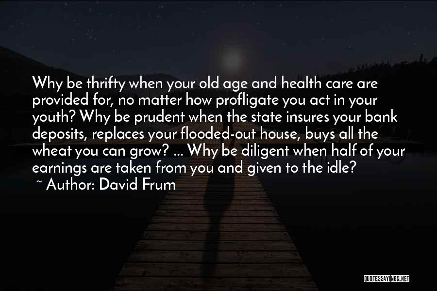 David Frum Quotes: Why Be Thrifty When Your Old Age And Health Care Are Provided For, No Matter How Profligate You Act In