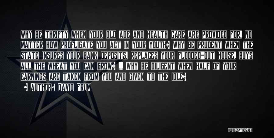 David Frum Quotes: Why Be Thrifty When Your Old Age And Health Care Are Provided For, No Matter How Profligate You Act In