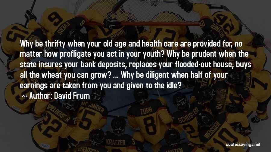 David Frum Quotes: Why Be Thrifty When Your Old Age And Health Care Are Provided For, No Matter How Profligate You Act In