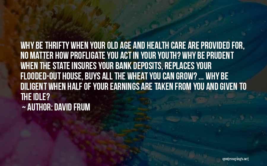 David Frum Quotes: Why Be Thrifty When Your Old Age And Health Care Are Provided For, No Matter How Profligate You Act In