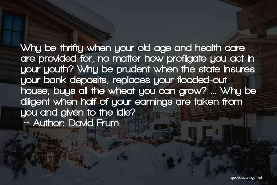 David Frum Quotes: Why Be Thrifty When Your Old Age And Health Care Are Provided For, No Matter How Profligate You Act In