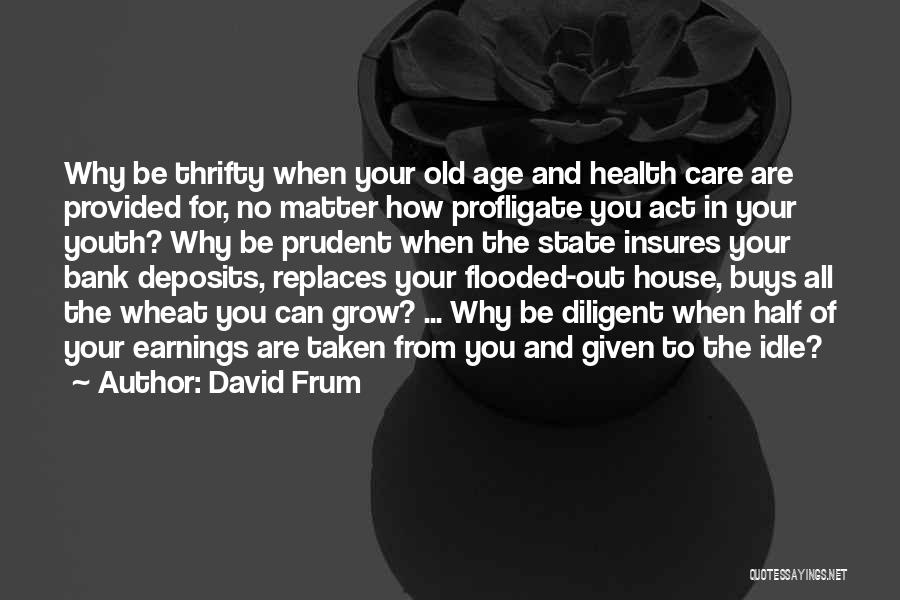 David Frum Quotes: Why Be Thrifty When Your Old Age And Health Care Are Provided For, No Matter How Profligate You Act In