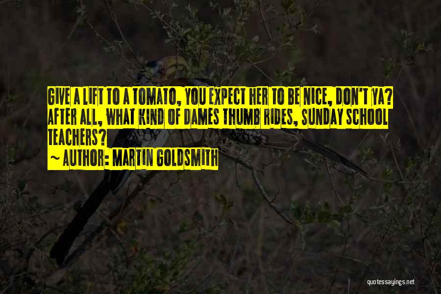 Martin Goldsmith Quotes: Give A Lift To A Tomato, You Expect Her To Be Nice, Don't Ya? After All, What Kind Of Dames