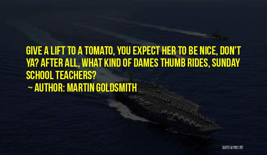 Martin Goldsmith Quotes: Give A Lift To A Tomato, You Expect Her To Be Nice, Don't Ya? After All, What Kind Of Dames