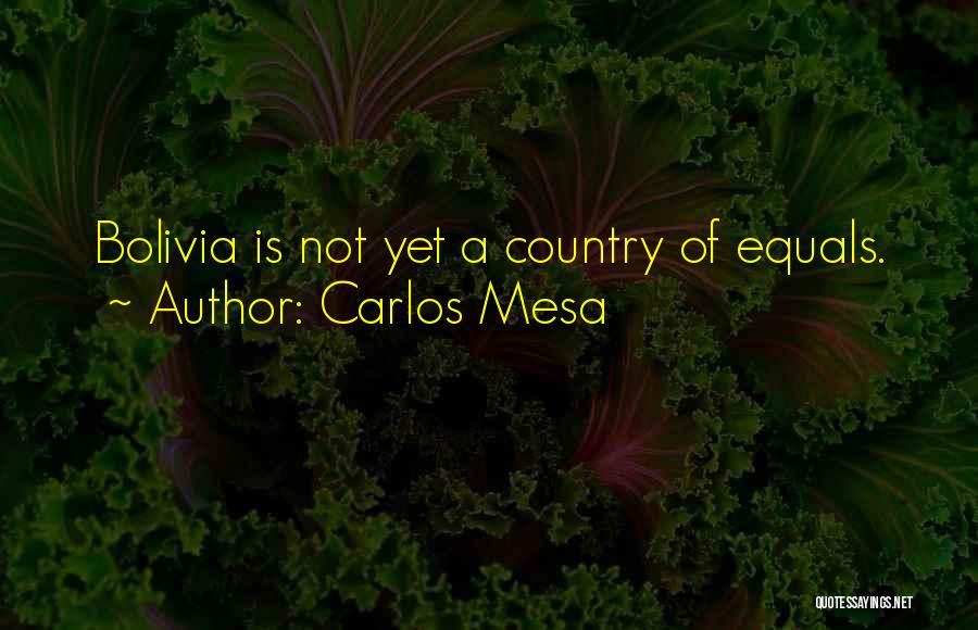 Carlos Mesa Quotes: Bolivia Is Not Yet A Country Of Equals.