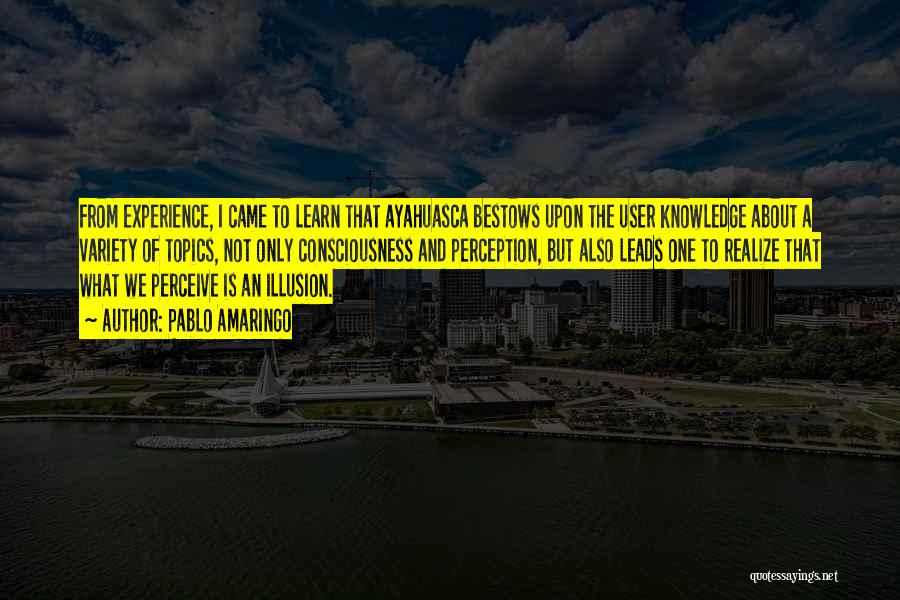 Pablo Amaringo Quotes: From Experience, I Came To Learn That Ayahuasca Bestows Upon The User Knowledge About A Variety Of Topics, Not Only