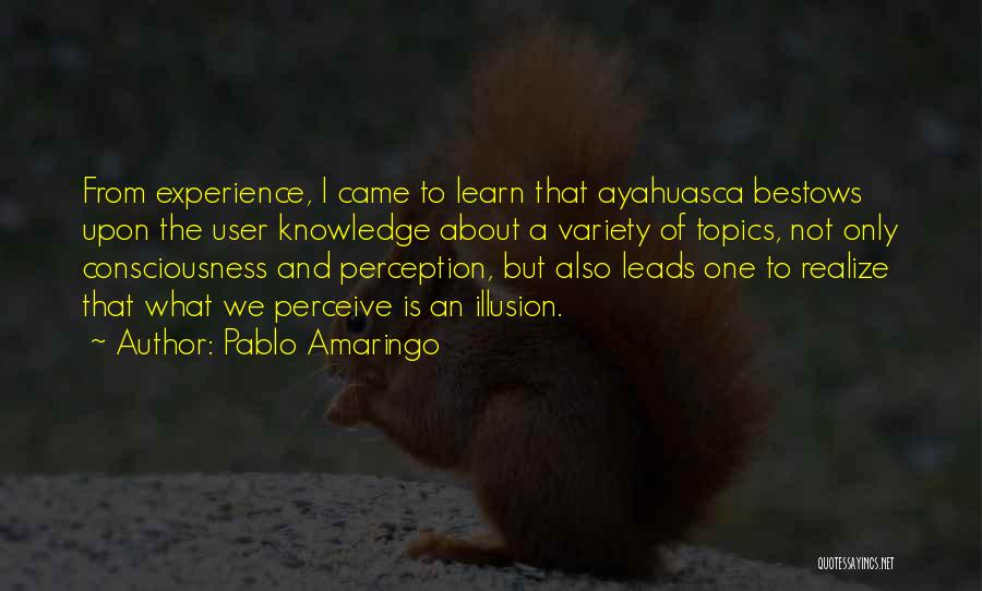 Pablo Amaringo Quotes: From Experience, I Came To Learn That Ayahuasca Bestows Upon The User Knowledge About A Variety Of Topics, Not Only