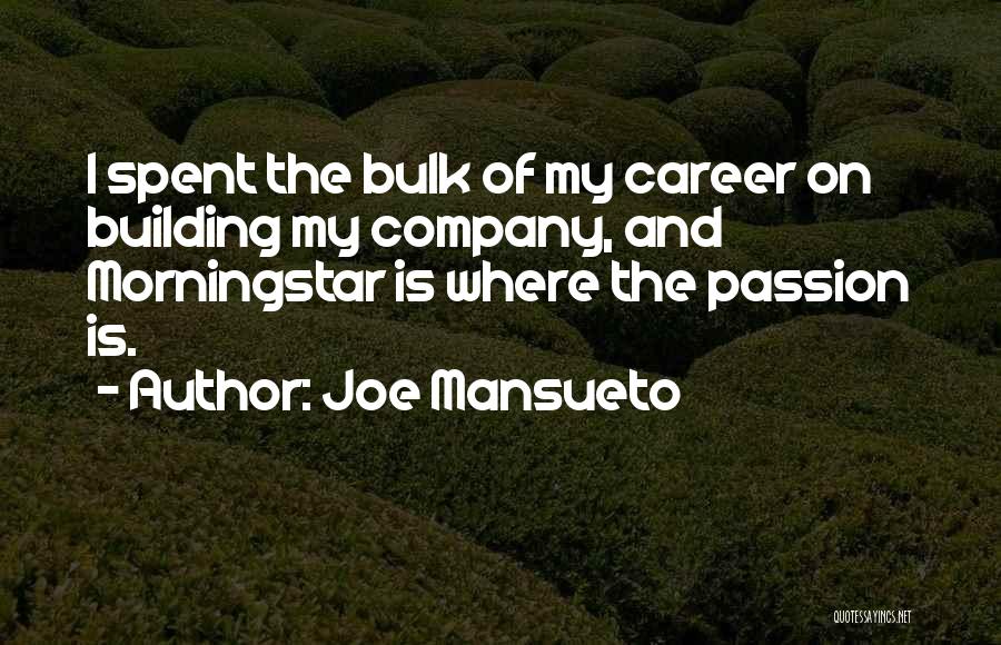 Joe Mansueto Quotes: I Spent The Bulk Of My Career On Building My Company, And Morningstar Is Where The Passion Is.