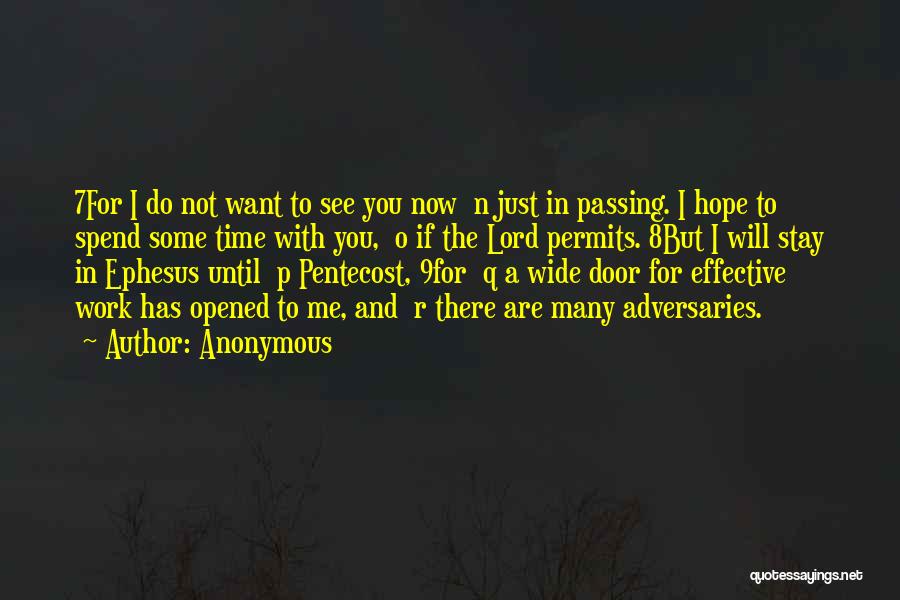 Anonymous Quotes: 7for I Do Not Want To See You Now N Just In Passing. I Hope To Spend Some Time With