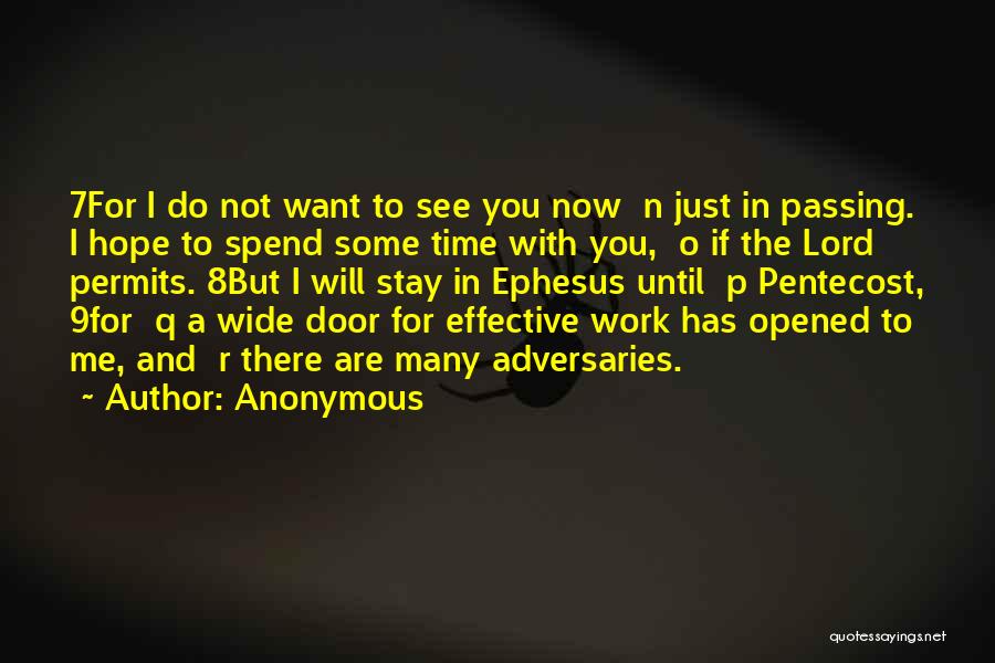 Anonymous Quotes: 7for I Do Not Want To See You Now N Just In Passing. I Hope To Spend Some Time With