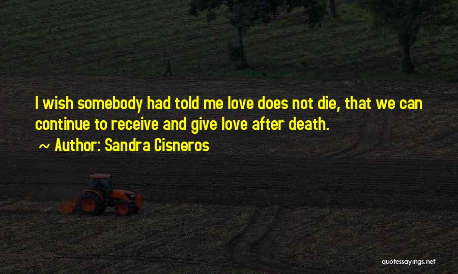 Sandra Cisneros Quotes: I Wish Somebody Had Told Me Love Does Not Die, That We Can Continue To Receive And Give Love After