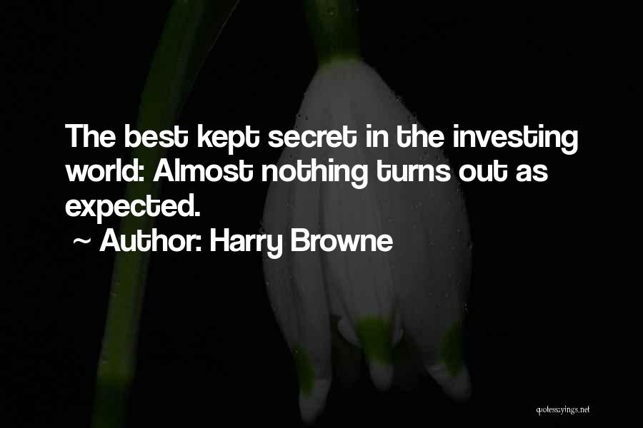 Harry Browne Quotes: The Best Kept Secret In The Investing World: Almost Nothing Turns Out As Expected.