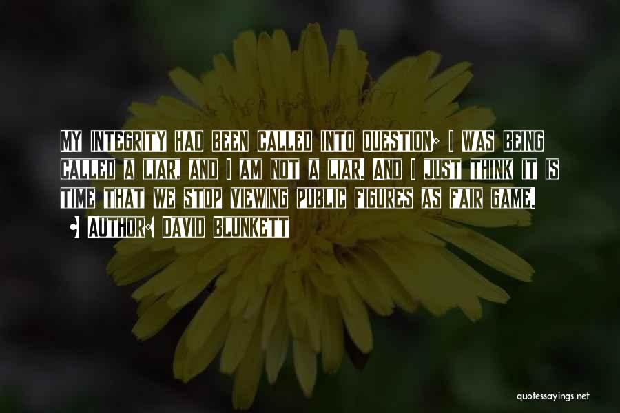 David Blunkett Quotes: My Integrity Had Been Called Into Question; I Was Being Called A Liar, And I Am Not A Liar. And