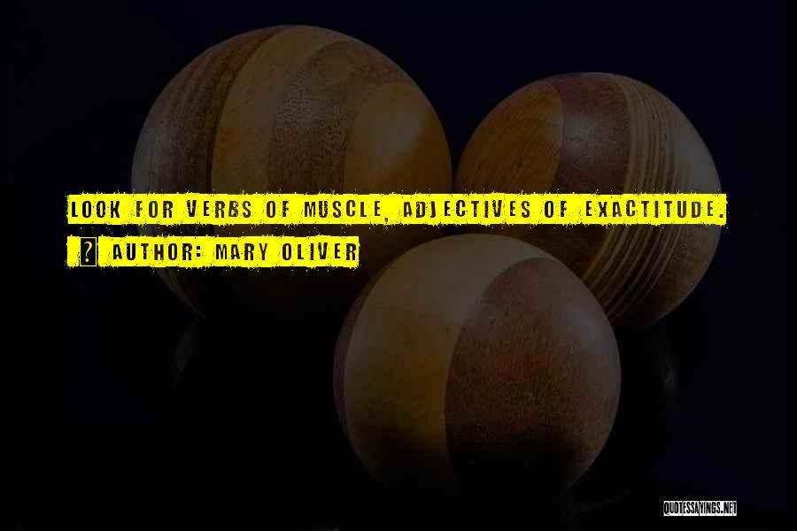 Mary Oliver Quotes: Look For Verbs Of Muscle, Adjectives Of Exactitude.