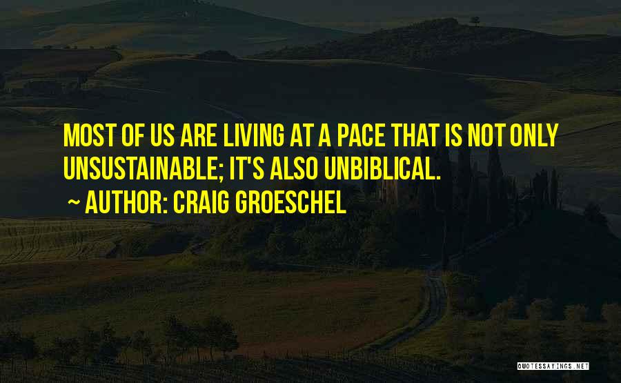 Craig Groeschel Quotes: Most Of Us Are Living At A Pace That Is Not Only Unsustainable; It's Also Unbiblical.