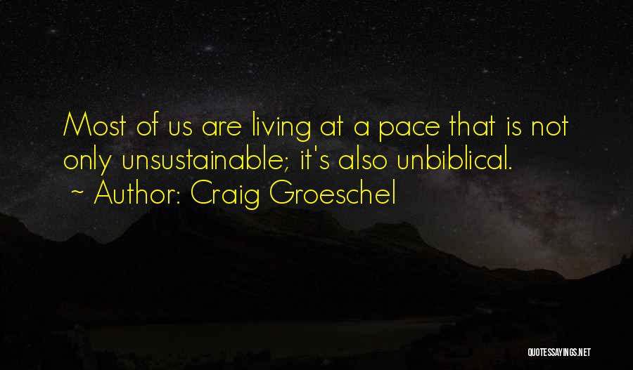 Craig Groeschel Quotes: Most Of Us Are Living At A Pace That Is Not Only Unsustainable; It's Also Unbiblical.