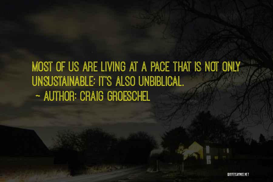 Craig Groeschel Quotes: Most Of Us Are Living At A Pace That Is Not Only Unsustainable; It's Also Unbiblical.