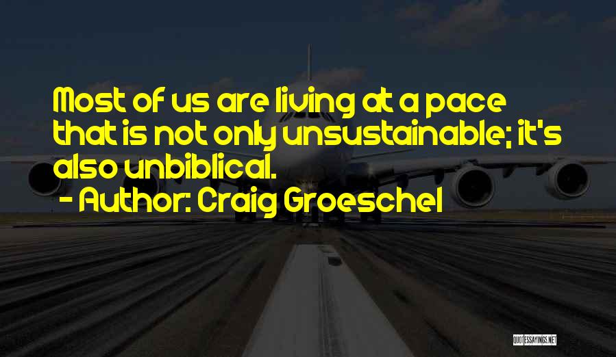 Craig Groeschel Quotes: Most Of Us Are Living At A Pace That Is Not Only Unsustainable; It's Also Unbiblical.