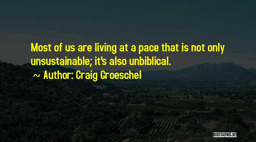 Craig Groeschel Quotes: Most Of Us Are Living At A Pace That Is Not Only Unsustainable; It's Also Unbiblical.