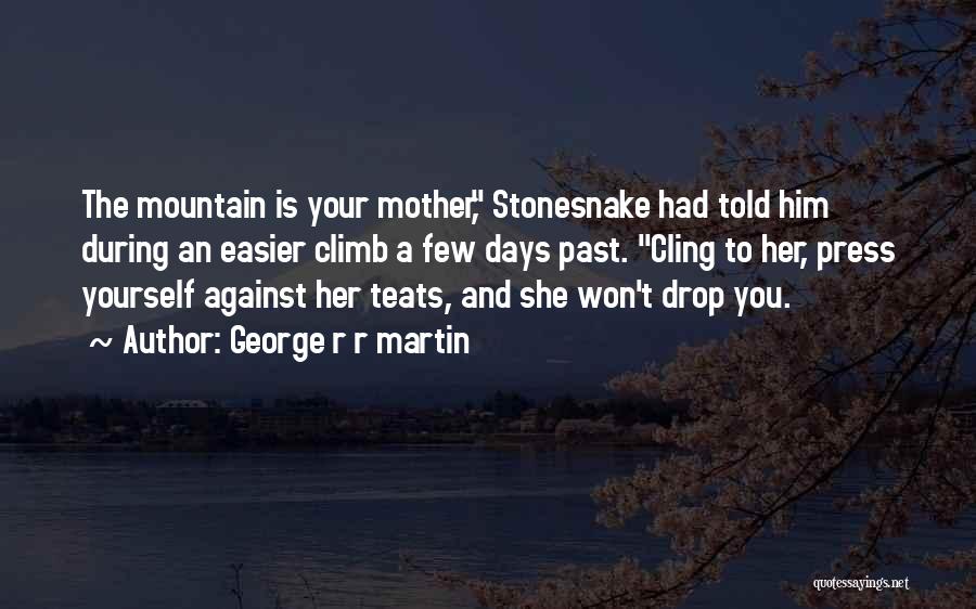 George R R Martin Quotes: The Mountain Is Your Mother, Stonesnake Had Told Him During An Easier Climb A Few Days Past. Cling To Her,