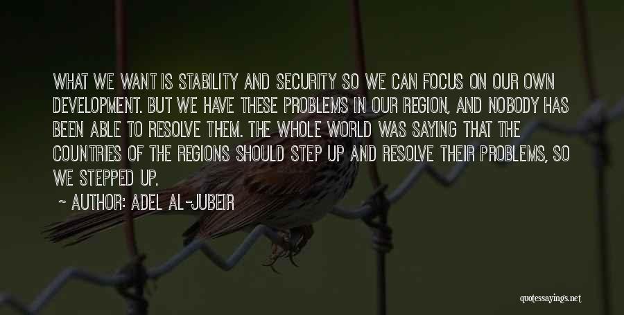 Adel Al-Jubeir Quotes: What We Want Is Stability And Security So We Can Focus On Our Own Development. But We Have These Problems