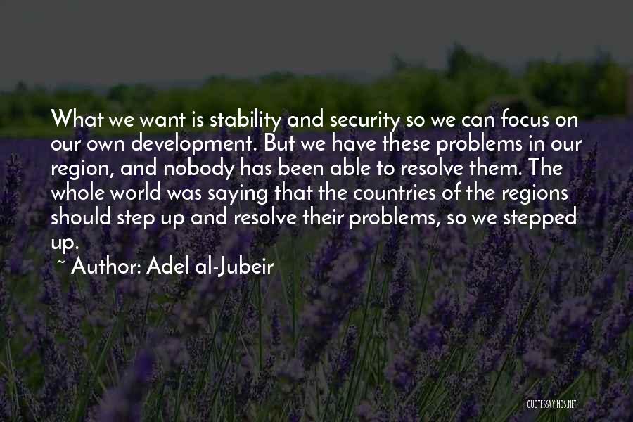 Adel Al-Jubeir Quotes: What We Want Is Stability And Security So We Can Focus On Our Own Development. But We Have These Problems