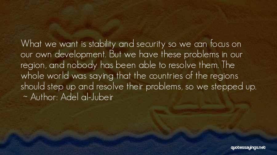 Adel Al-Jubeir Quotes: What We Want Is Stability And Security So We Can Focus On Our Own Development. But We Have These Problems