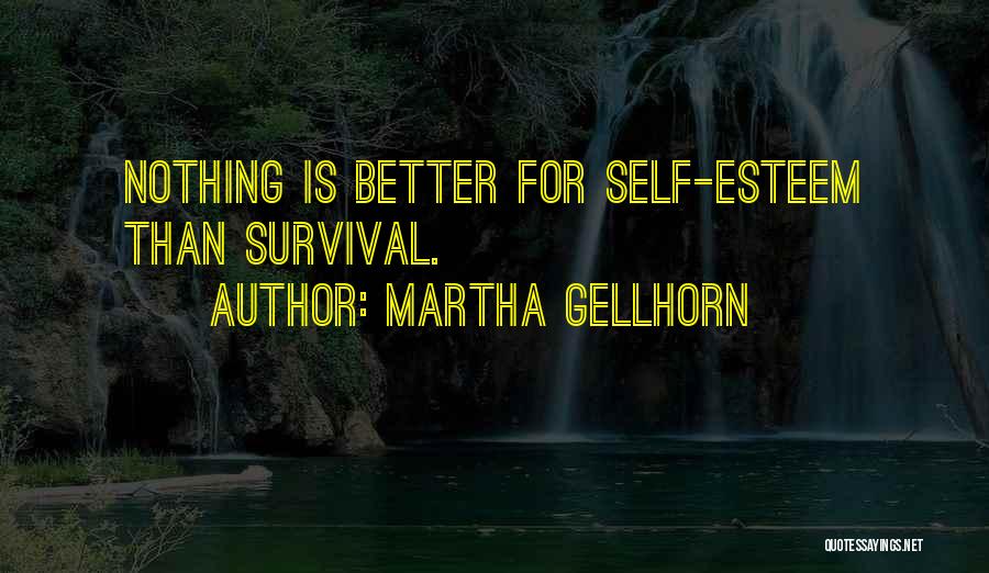 Martha Gellhorn Quotes: Nothing Is Better For Self-esteem Than Survival.