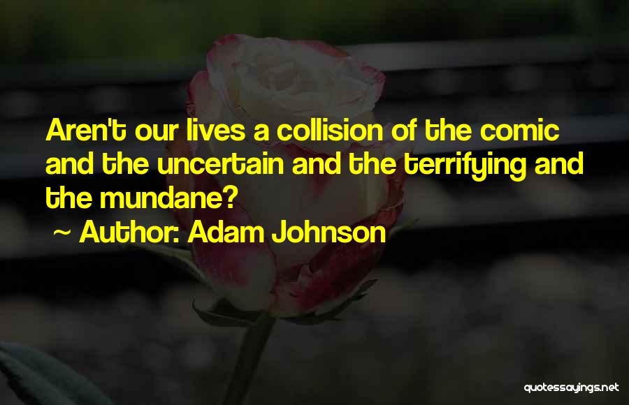 Adam Johnson Quotes: Aren't Our Lives A Collision Of The Comic And The Uncertain And The Terrifying And The Mundane?