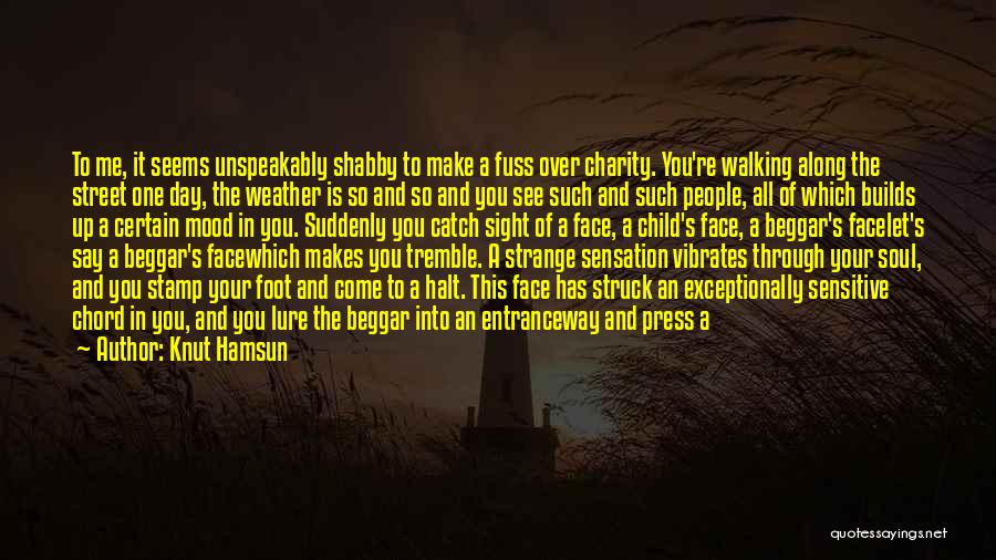 Knut Hamsun Quotes: To Me, It Seems Unspeakably Shabby To Make A Fuss Over Charity. You're Walking Along The Street One Day, The