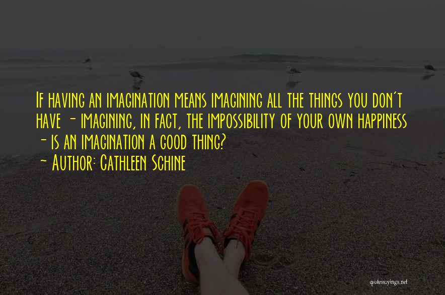 Cathleen Schine Quotes: If Having An Imagination Means Imagining All The Things You Don't Have - Imagining, In Fact, The Impossibility Of Your