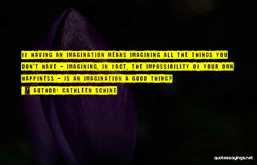 Cathleen Schine Quotes: If Having An Imagination Means Imagining All The Things You Don't Have - Imagining, In Fact, The Impossibility Of Your