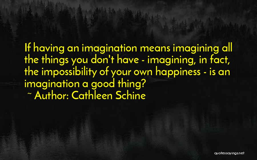 Cathleen Schine Quotes: If Having An Imagination Means Imagining All The Things You Don't Have - Imagining, In Fact, The Impossibility Of Your