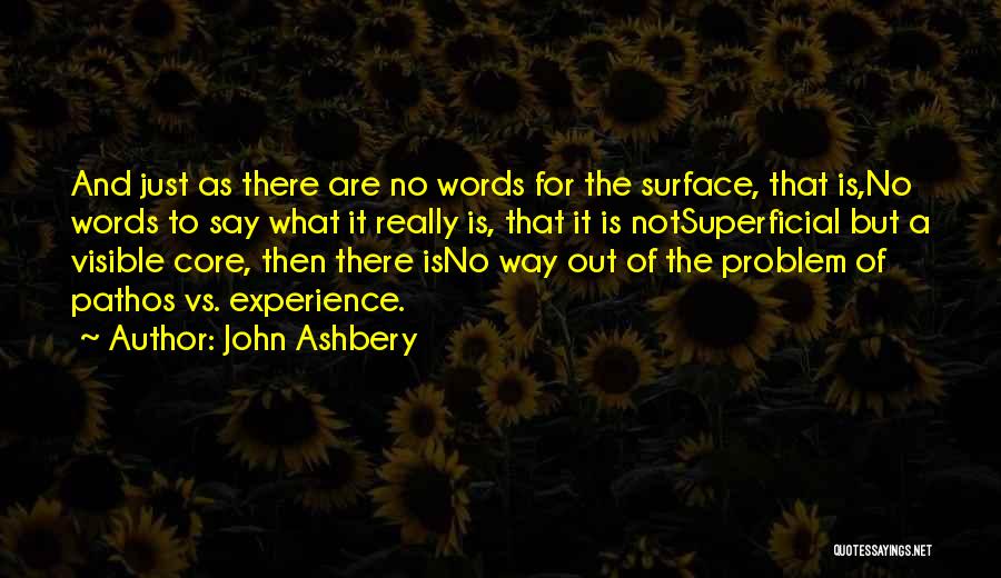 John Ashbery Quotes: And Just As There Are No Words For The Surface, That Is,no Words To Say What It Really Is, That