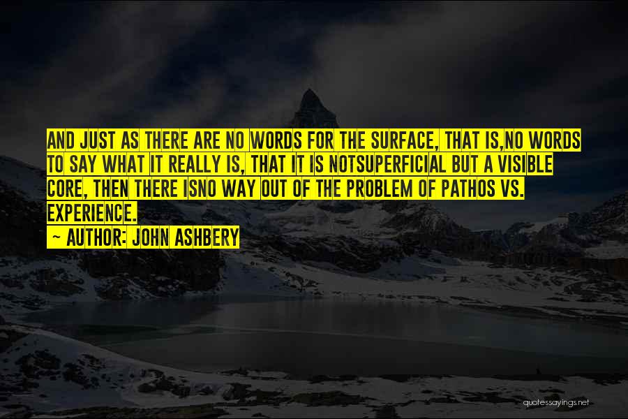 John Ashbery Quotes: And Just As There Are No Words For The Surface, That Is,no Words To Say What It Really Is, That
