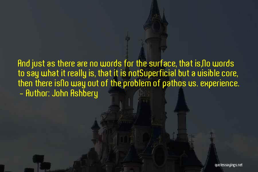 John Ashbery Quotes: And Just As There Are No Words For The Surface, That Is,no Words To Say What It Really Is, That